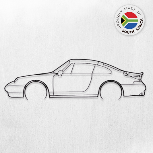 Porsche 911 Turbo 993 Detailed Silhouette Metal Wall Art