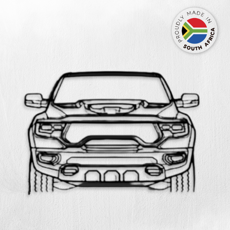 Dodge Ram TRX 2021 Front Angle Detailed Silhouette Metal Wall Art