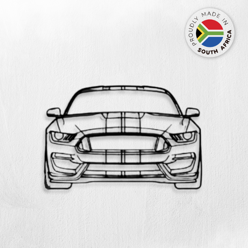Ford Mustang GT350 Front Angle Detailed Silhouette Metal Wall Art