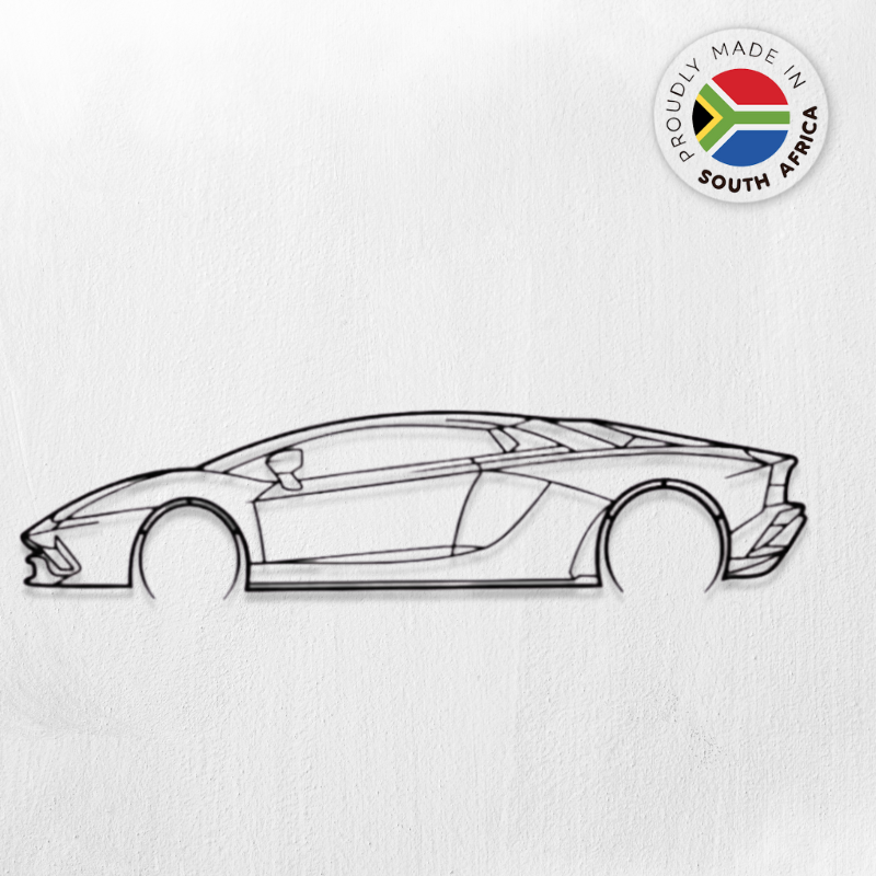 Lamborghini Aventador Detailed Silhouette Metal Wall Art