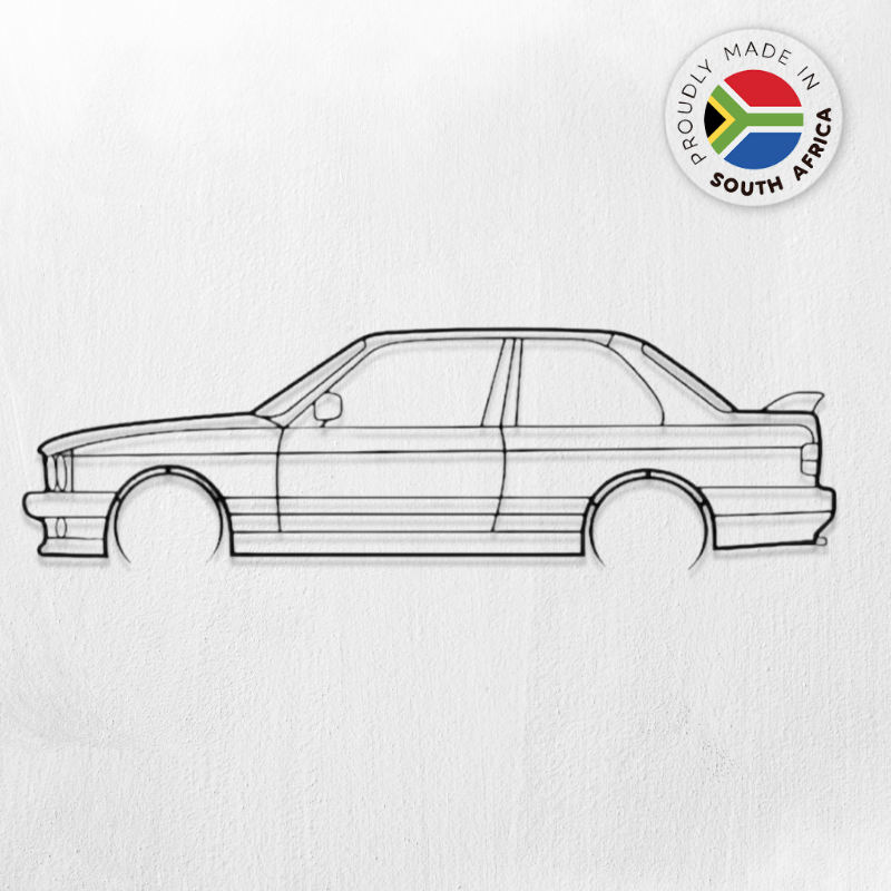 BMW M3 E30 Detailed Silhouette Metal Wall Art