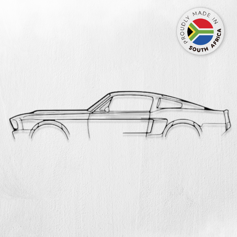 Ford Mustang Vintage Detailed Silhouette Metal Wall Art