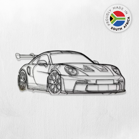 Porsche 992 GT3 Front Angle Detailed Silhouette Metal Wall Art