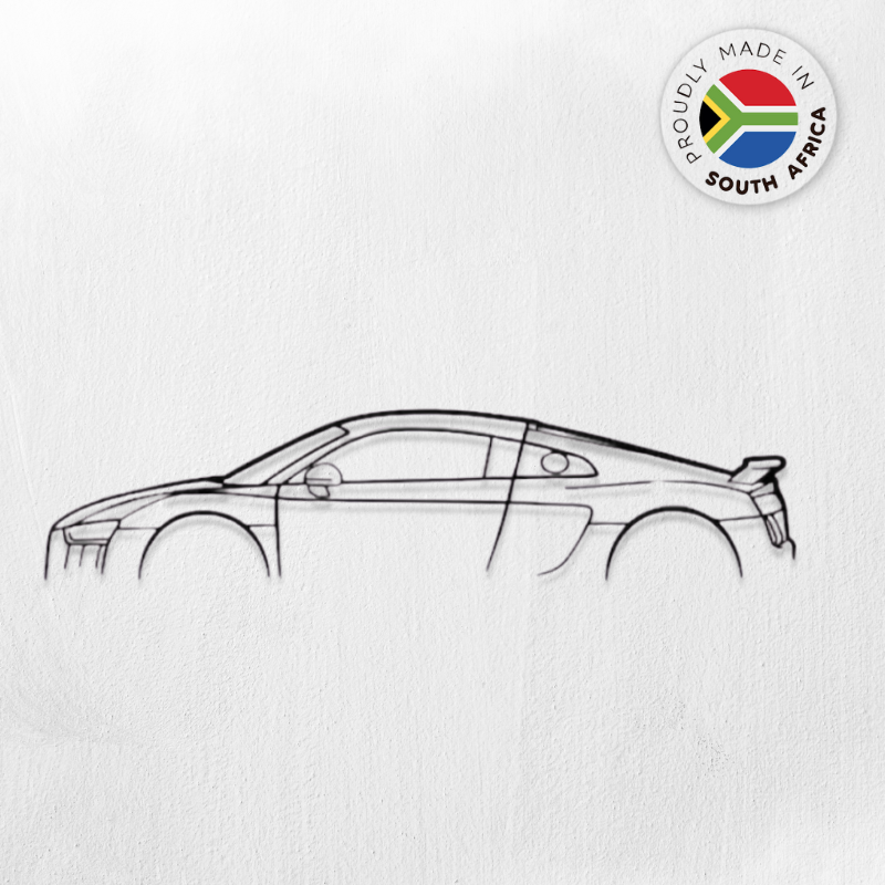 Audi R8 V10 Detailed Silhouette Metal Wall Art